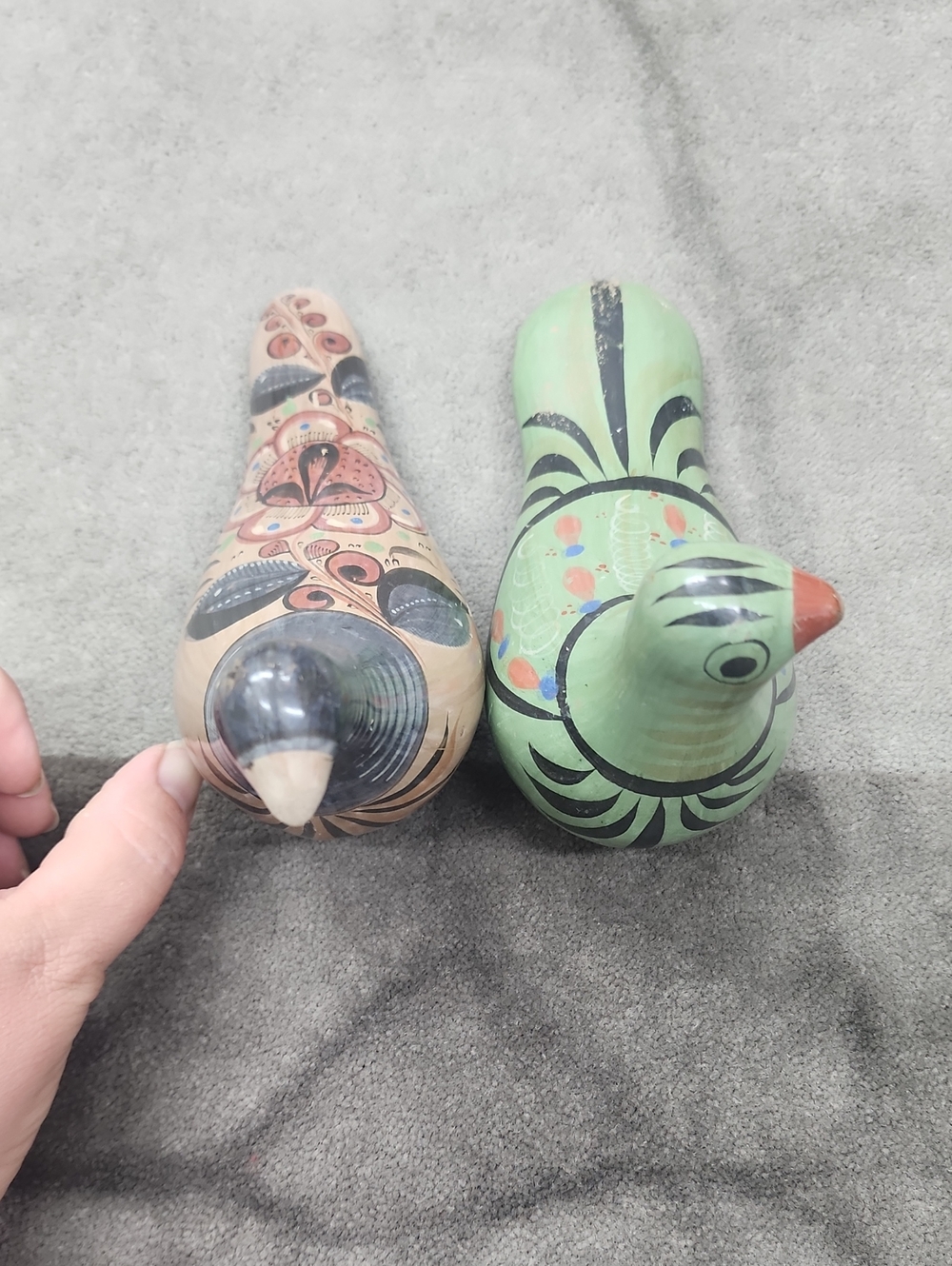 Vtg Mexican Tonalá pottery bird figurines, traditionally hand-painted